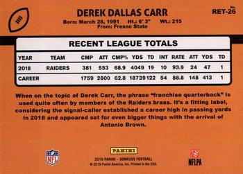 2019 Donruss - Retro 1989 #RET-26 Derek Carr Back