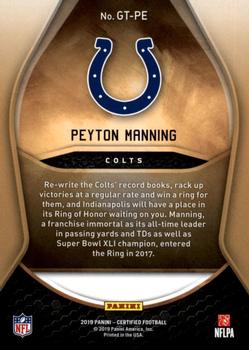 2019 Panini Certified - Gold Team #GT-PE Peyton Manning Back