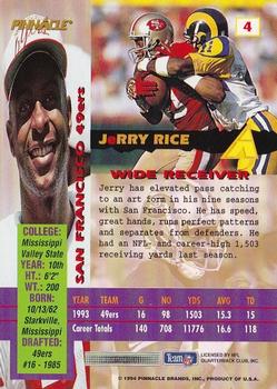 1994 Pinnacle Canton Bound #4 Jerry Rice Back