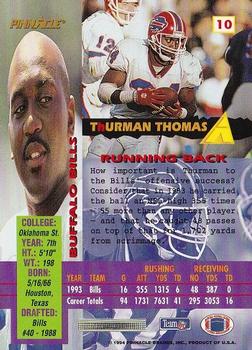 1994 Pinnacle Canton Bound #10 Thurman Thomas Back