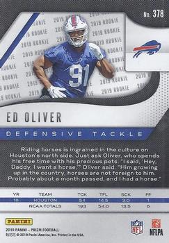 2019 Panini Prizm #378 Ed Oliver Back