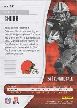 2019 Panini Absolute - Black Galaxy #22 Nick Chubb Back