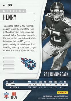 2019 Panini Absolute - Blue #33 Derrick Henry Back