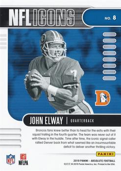 2019 Panini Absolute - NFL Icons #8 John Elway Back
