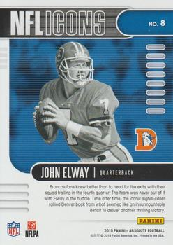 2019 Panini Absolute - NFL Icons Spectrum Green #8 John Elway Back