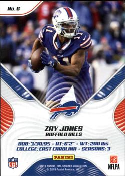 2019 Panini NFL Sticker Collection - Cards #6 Zay Jones Back