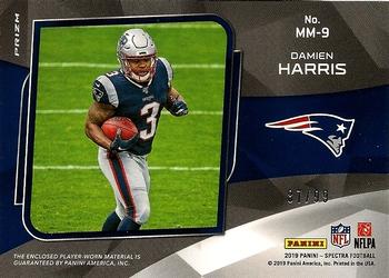 2019 Panini Spectra - Monumental Memorabilia Neon Blue #MM-9 Damien Harris Back