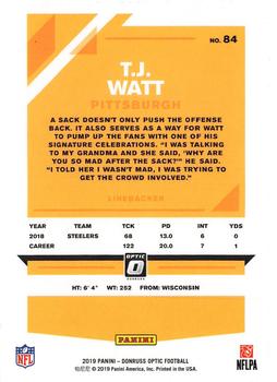 2019 Donruss Optic #84 T.J. Watt Back