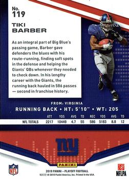 2019 Panini Playoff #119 Tiki Barber Back