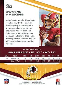 2019 Panini Playoff #203 Dwayne Haskins Back