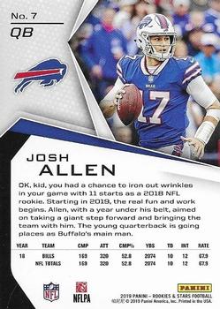 2019 Panini Rookies & Stars - Red #7 Josh Allen Back