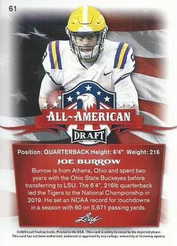 2020 Leaf Draft #61 Joe Burrow Back