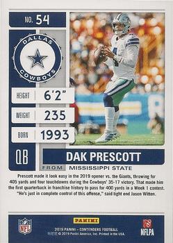 2019 Panini Contenders - Season Ticket Red Zone #54 Dak Prescott Back