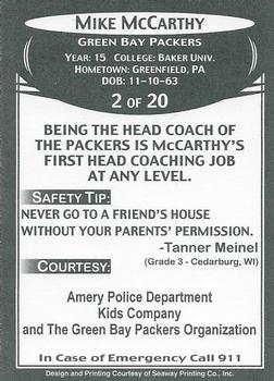 2007 Green Bay Packers Police - Amery Police Department #2 Mike McCarthy Back