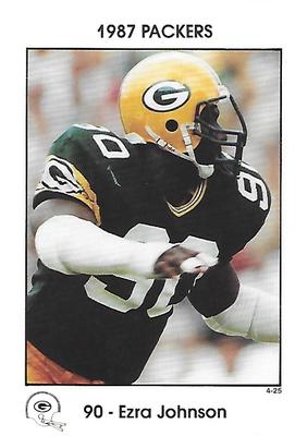 1987 Green Bay Packers Police - Employers Health Insurance, Brown County Arson Task Force, Your Local Law Enforcement Agency #4-25 Ezra Johnson Front