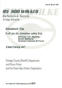 2003 Green Bay Packers Police - Portage County Sheriff's Department and Plover Police #19 Rod Walker Back