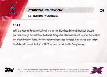 2020 Topps Now XFL #24 Edmond Robinson Back