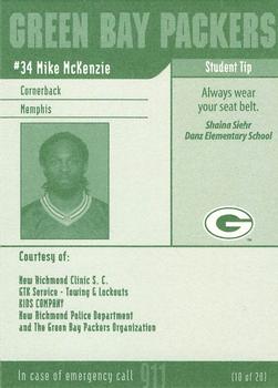2002 Green Bay Packers Police - New Richmond Clinic S.C., GTK Service-Towing and Lockouts, Kids Company, New Richmond Police Department #10 Mike McKenzie Back
