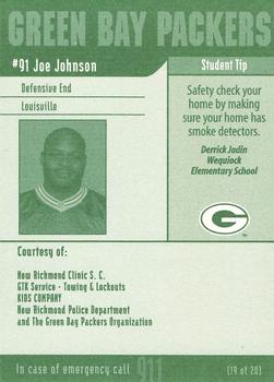2002 Green Bay Packers Police - New Richmond Clinic S.C., GTK Service-Towing and Lockouts, Kids Company, New Richmond Police Department #19 Joe Johnson Back