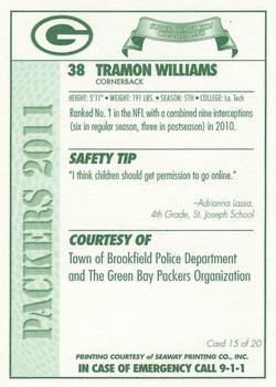 2011 Green Bay Packers Police - Town of Brookfield Police Department #15 Tramon Williams Back