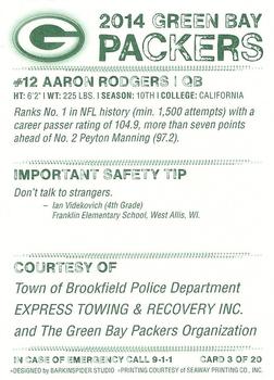 2014 Green Bay Packers Police - Town of Brookfield Police Department, Express Towing and Recovery Inc. #3 Aaron Rodgers Back