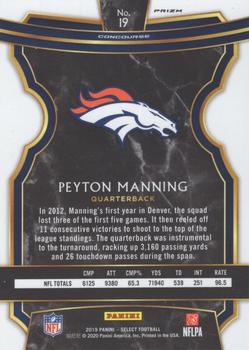 2019 Panini Select - Silver Prizm #19 Peyton Manning Back