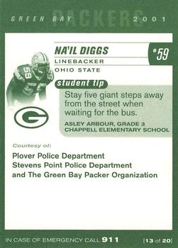 2001 Green Bay Packers Police - Plover Police Department & Stevens Point Police Department #13 Na'il Diggs Back