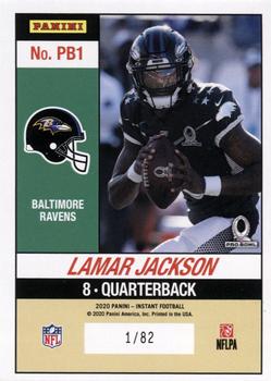 2020 Panini Instant NFL - Pro Bowl #PB1 Lamar Jackson Back