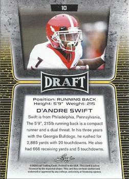 2020 Leaf Draft - Gold #10 D'Andre Swift Back