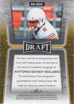 2020 Leaf Draft - Autographs #BA-AGG Antonio Gandy-Golden Back