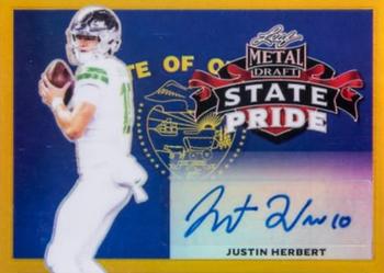 2020 Leaf Metal Draft - State Pride Autographs Gold Super #SP-JH2 Justin Herbert Front