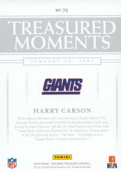 2019 Panini National Treasures - Treasured Moments Platinum #70 Harry Carson Back