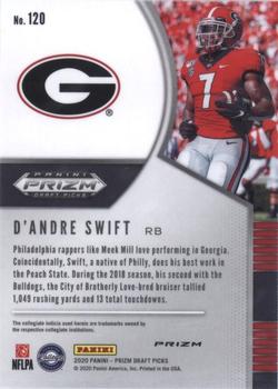 2020 Panini Prizm Draft Picks - Prizms Blue #120 D'Andre Swift Back