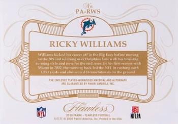 2019 Panini Flawless - Patch Autographs Sapphire #PA-RWS Ricky Williams Back