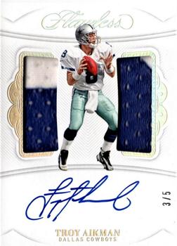 2019 Panini Flawless - Dual Patch Autographs Silver #DPA-TA Troy Aikman Front