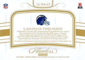 2019 Panini Flawless - Distinguished Patch Autographs #DA-LT LaDainian Tomlinson Back