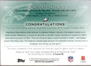 2014 Topps - Relics Dual #7 Jordan Matthews Back