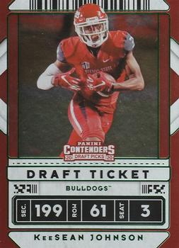 2020 Panini Contenders Draft Picks - Draft Ticket Green Foil #59 KeeSean Johnson Front