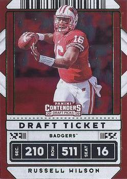 2020 Panini Contenders Draft Picks - Draft Ticket Green Foil #87 Russell Wilson Front