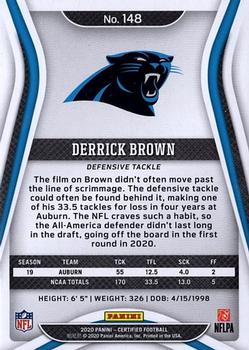 2020 Panini Certified #148 Derrick Brown Back