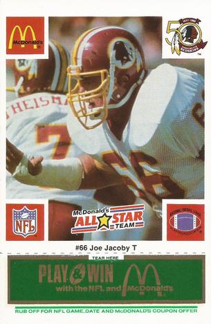 1986 McDonald's All-Star Team - Full Game Pieces: Week 4 Green Tab #NNO Joe Jacoby Front