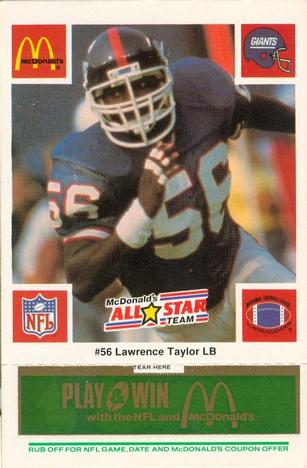 1986 McDonald's All-Star Team - Full Game Pieces: Week 4 Green Tab #NNO Lawrence Taylor Front