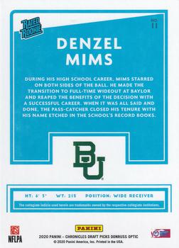 2020 Panini Chronicles Draft Picks - Donruss Optic Rated Rookies Draft Picks #11 Denzel Mims Back