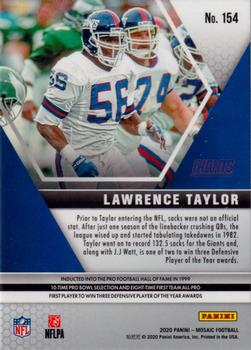 2020 Panini Mosaic #154 Lawrence Taylor Back