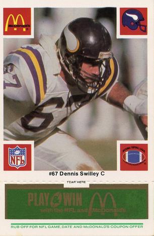 1986 McDonald's Minnesota Vikings - Full Game Pieces - Week 4 Green Tab #NNO Dennis Swilley Front