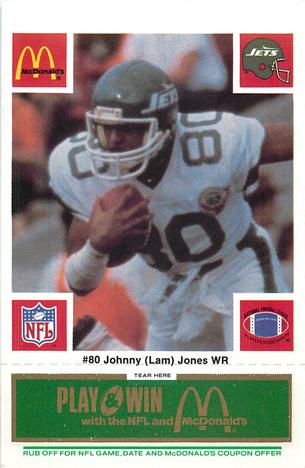 1986 McDonald's New York Jets - Full Game Pieces - Week 4 Green Tab #NNO Johnny 