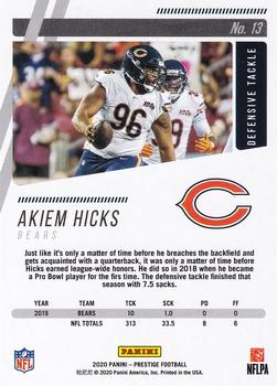 2020 Panini Prestige #13 Akiem Hicks Back