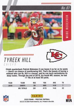 2020 Panini Prestige #61 Tyreek Hill Back