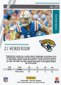 2020 Panini Prestige #222 CJ Henderson Back