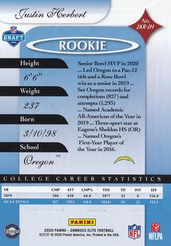 2020 Donruss Elite - 2000 Elite Rookies #2KR-JH Justin Herbert Back